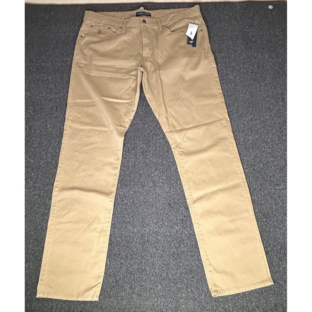 US Polo Assn Active Stretch Slim Straight Pants Mens 38x34 Honey Tan New